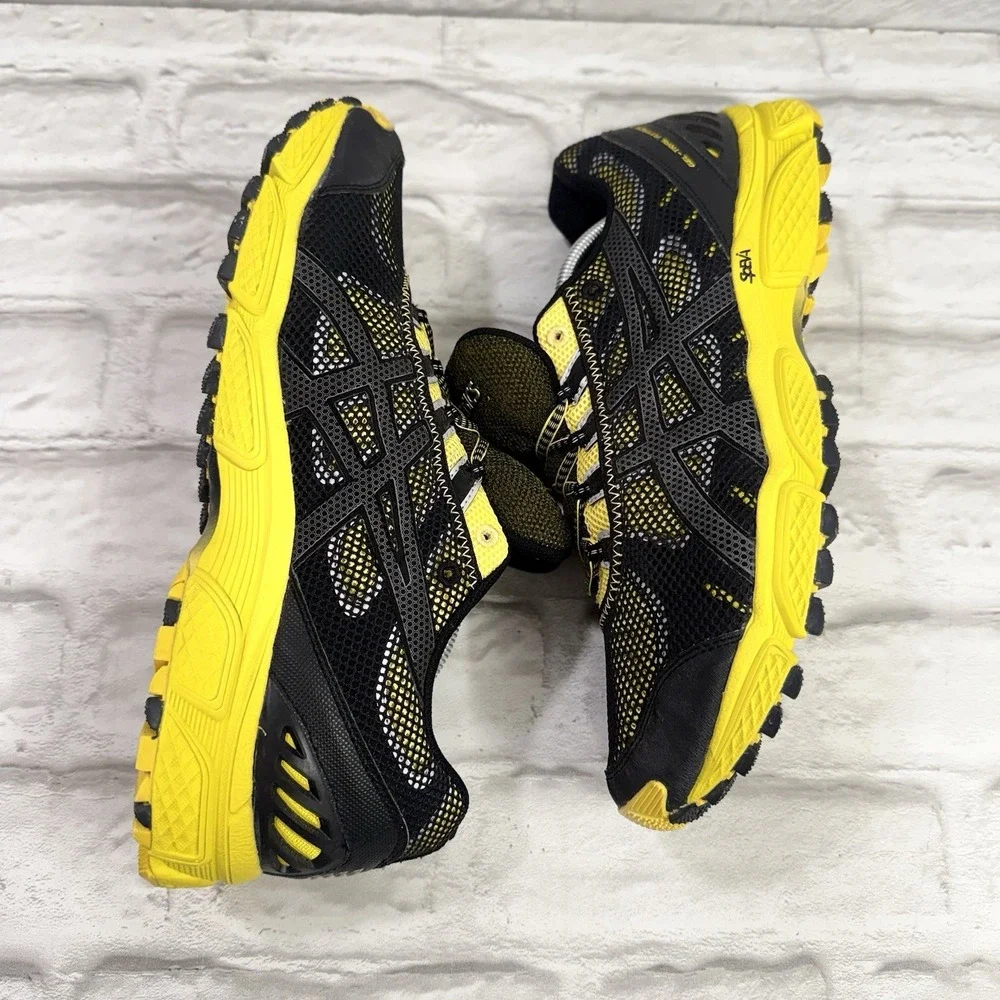 Asics Gel Trail Attack 7 Yellow/Black Trail Running Shoes Trainers Mens Sz 12.5